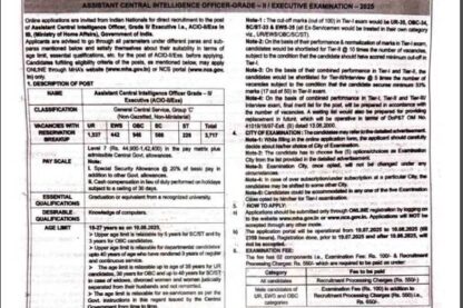 Feature image Intelligence Bureau Ask to Apply IB Recruitment 2024 Apply form 3717 Executive Vacancy through asktoapplycg.com