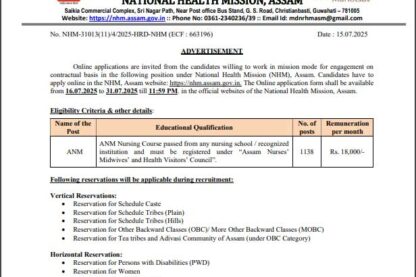 National Health Mission Ask to Apply NHM Recruitment 2024 Apply form 1338 ANM Vacancy through asktoapplycg.com