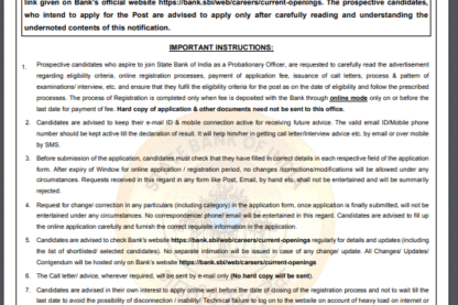 State Bank of India Ask to Apply SBI Recruitment 2024 Apply form 541 Probationary Officers Vacancy through asktoapplycg.com
